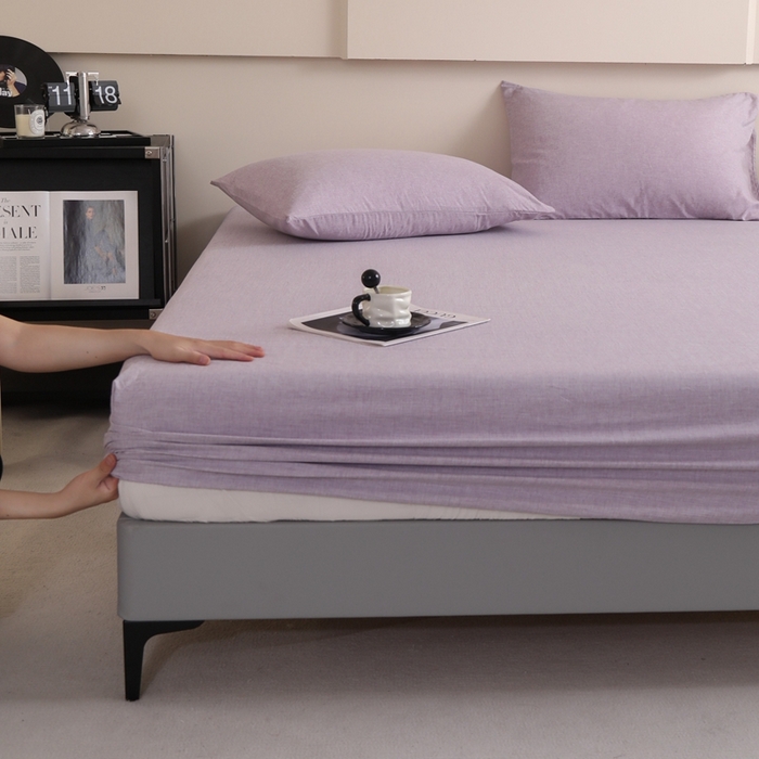 91家纺网 家纺一手货源 找家纺 宇淳国际 2026新款亲肤阳离子磨毛床单床笠系列 丁香紫