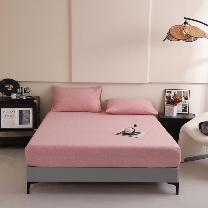 宇淳国际 2026新款亲肤阳离子磨毛床单床笠系列 西瓜红