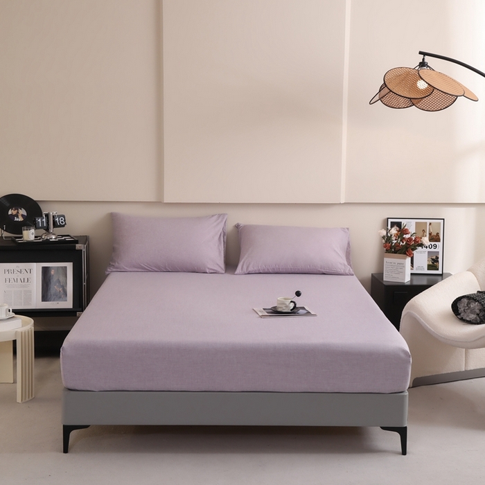 91家纺网 家纺一手货源 找家纺 宇淳国际 2026新款亲肤阳离子磨毛床单床笠系列 丁香紫