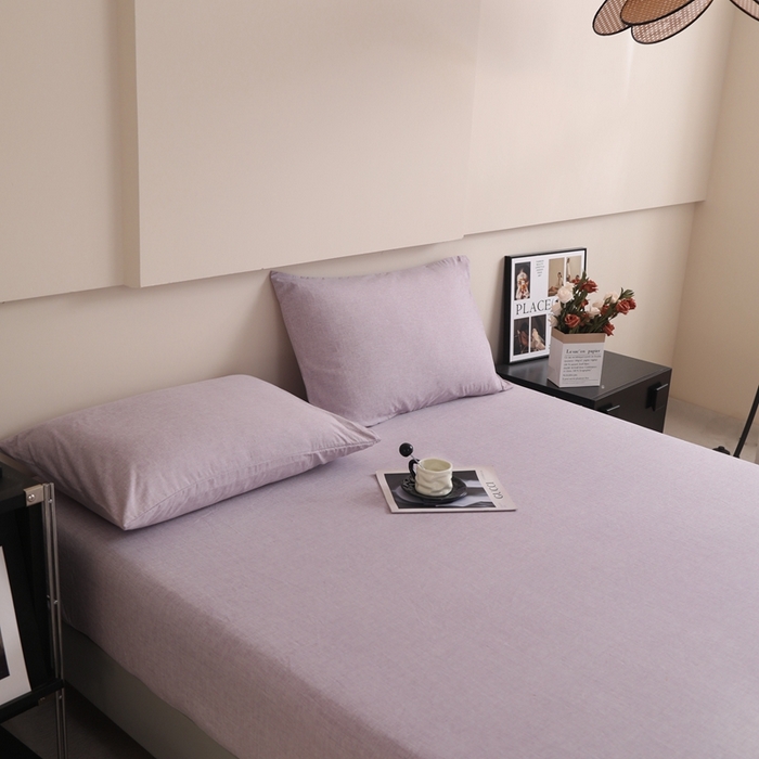 91家纺网 家纺一手货源 找家纺 宇淳国际 2026新款亲肤阳离子磨毛床单床笠系列 丁香紫