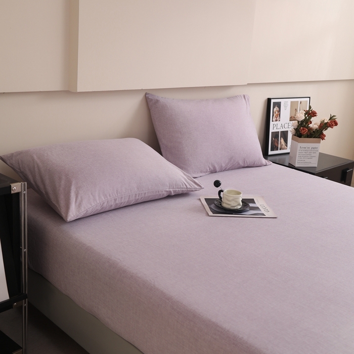 91家纺网 家纺一手货源 找家纺 宇淳国际 2026新款亲肤阳离子磨毛床单床笠系列 丁香紫