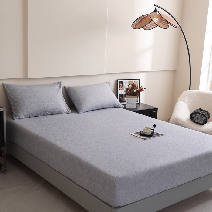 91家纺网 家纺一手货源 找家纺 宇淳国际 2026新款亲肤阳离子磨毛床单床笠系列 烟波蓝