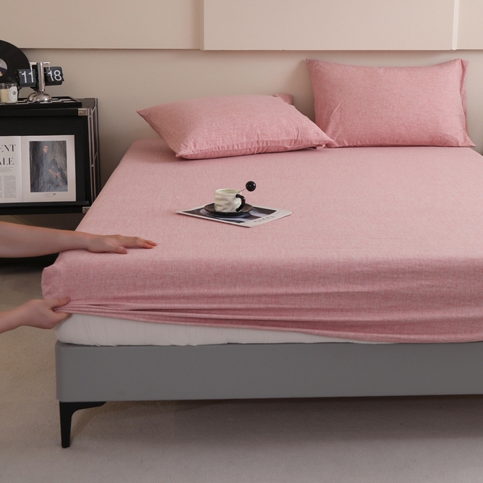 91家纺网 家纺一手货源 找家纺 宇淳国际 2026新款亲肤阳离子磨毛床单床笠系列 西瓜红