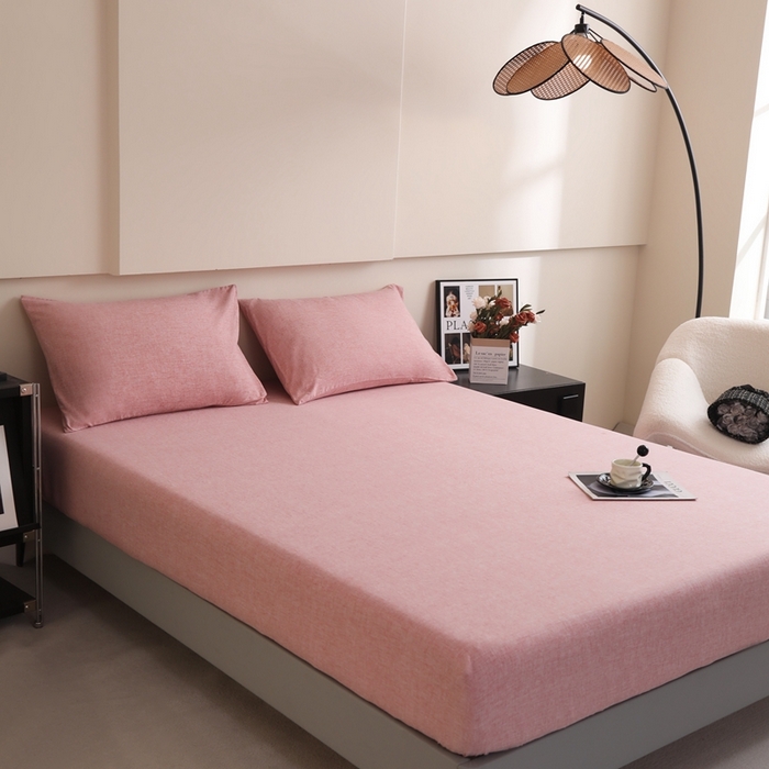 91家纺网 家纺一手货源 找家纺 宇淳国际 2026新款亲肤阳离子磨毛床单床笠系列 西瓜红