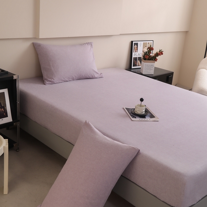 91家纺网 家纺一手货源 找家纺 宇淳国际 2026新款亲肤阳离子磨毛床单床笠系列 丁香紫