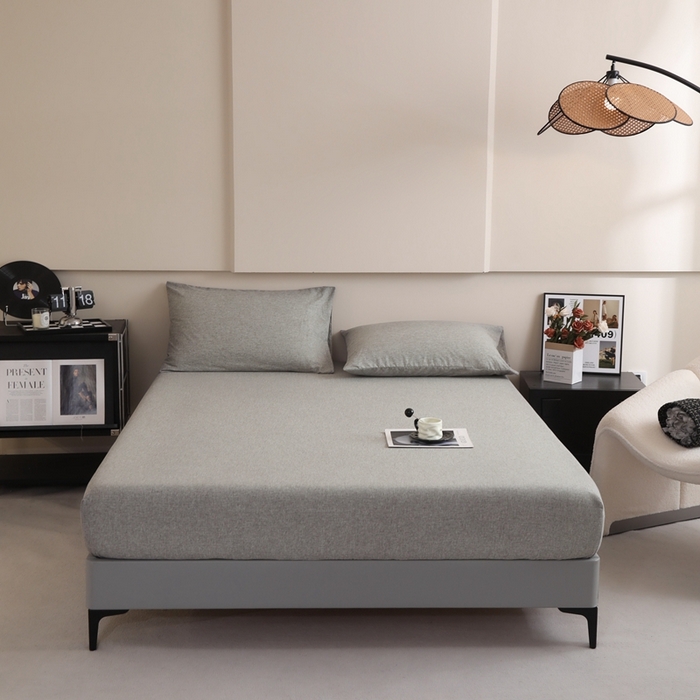 宇淳国际 2026新款亲肤阳离子磨毛床单床笠系列 绅士灰