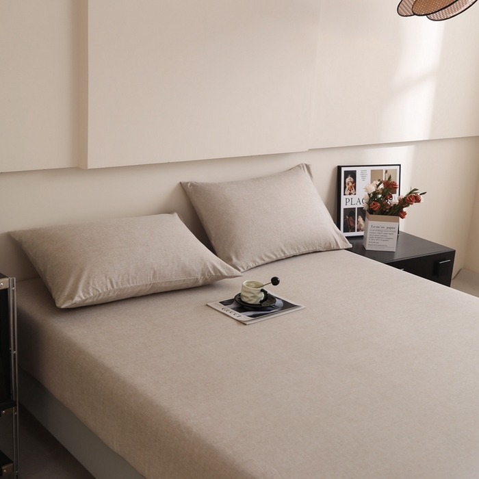 91家纺网 家纺一手货源 找家纺 宇淳国际 2026新款亲肤阳离子磨毛床单床笠系列 卡其