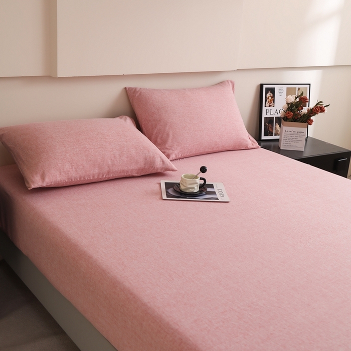 91家纺网 家纺一手货源 找家纺 宇淳国际 2026新款亲肤阳离子磨毛床单床笠系列 西瓜红