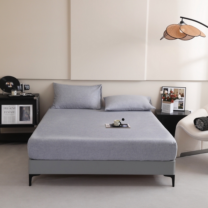 91家纺网 家纺一手货源 找家纺 宇淳国际 2026新款亲肤阳离子磨毛床单床笠系列 烟波蓝