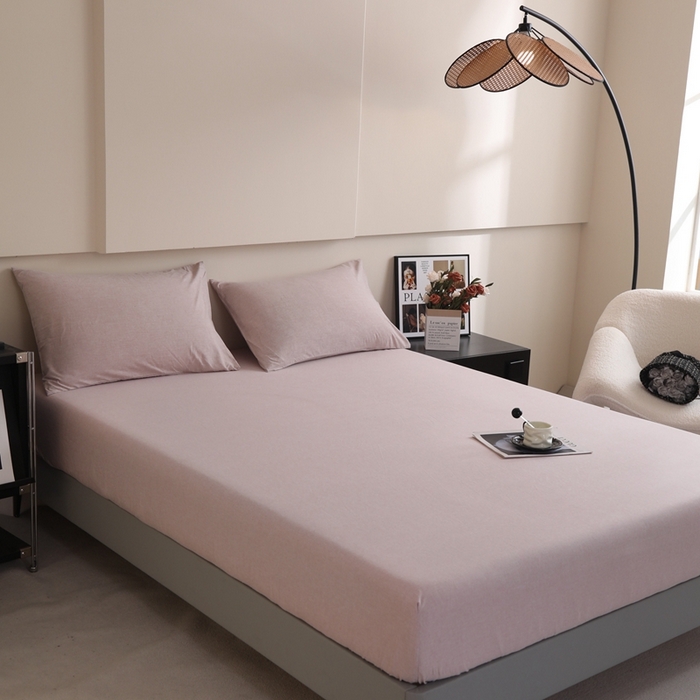 91家纺网 家纺一手货源 找家纺 宇淳国际 2026新款亲肤阳离子磨毛床单床笠系列 豆沙