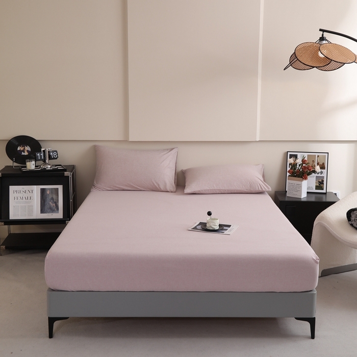 91家纺网 家纺一手货源 找家纺 宇淳国际 2026新款亲肤阳离子磨毛床单床笠系列 豆沙