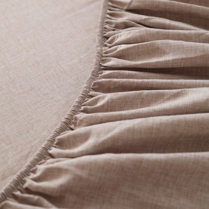 91家纺网 家纺一手货源 找家纺 宇淳国际 2026新款亲肤阳离子磨毛床单床笠系列 卡其