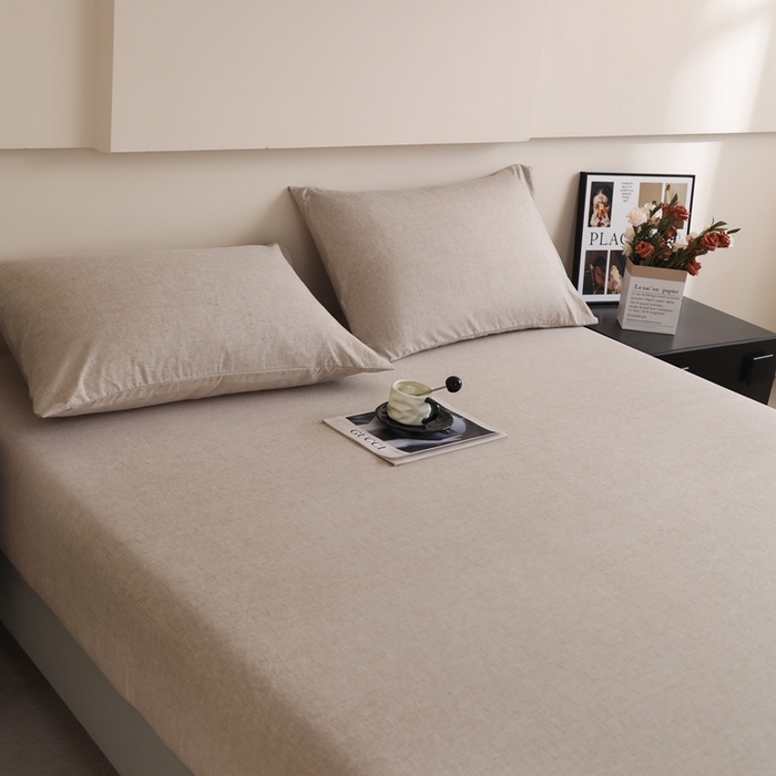 91家纺网 家纺一手货源 找家纺 宇淳国际 2026新款亲肤阳离子磨毛床单床笠系列 卡其