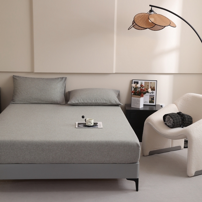 91家纺网 家纺一手货源 找家纺 宇淳国际 2026新款亲肤阳离子磨毛床单床笠系列 绅士灰