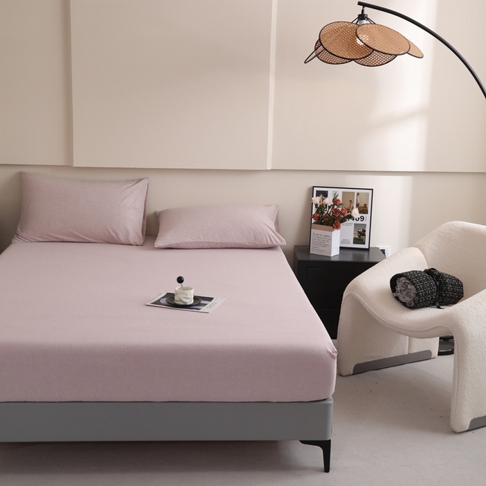 91家纺网 家纺一手货源 找家纺 宇淳国际 2026新款亲肤阳离子磨毛床单床笠系列 豆沙