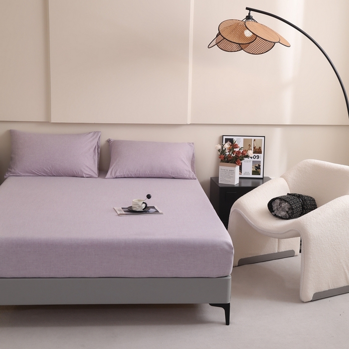 91家纺网 家纺一手货源 找家纺 宇淳国际 2026新款亲肤阳离子磨毛床单床笠系列 丁香紫