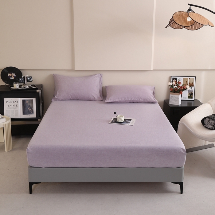 宇淳国际 2026新款亲肤阳离子磨毛床单床笠系列 丁香紫
