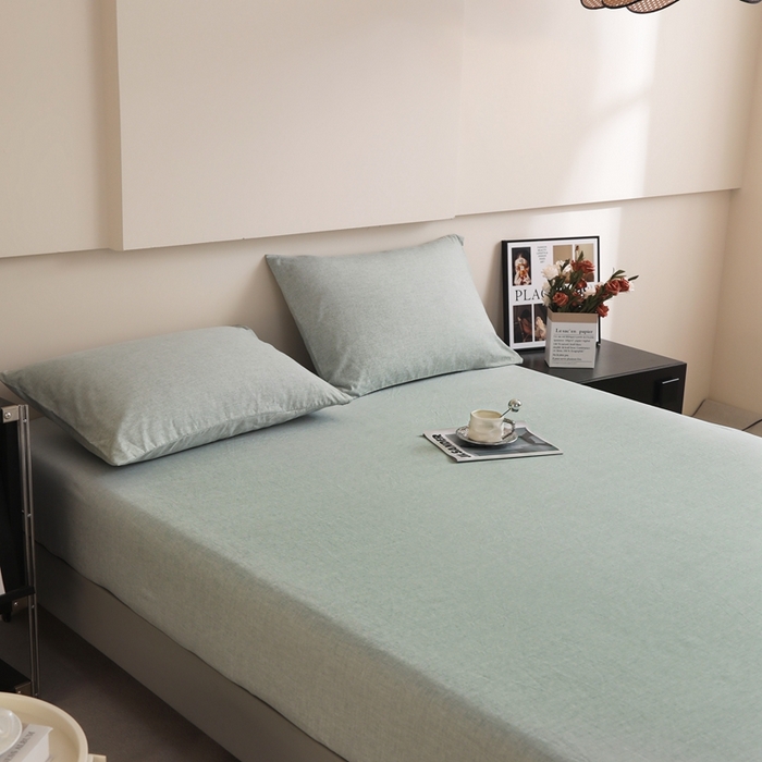 91家纺网 家纺一手货源 找家纺 宇淳国际 2026新款亲肤阳离子磨毛床单床笠系列 艾绿