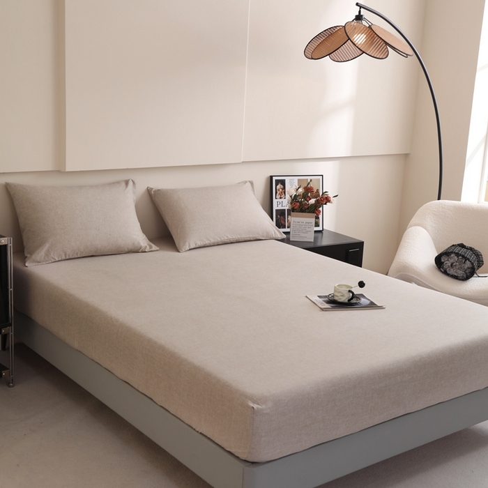 91家纺网 家纺一手货源 找家纺 宇淳国际 2026新款亲肤阳离子磨毛床单床笠系列 卡其