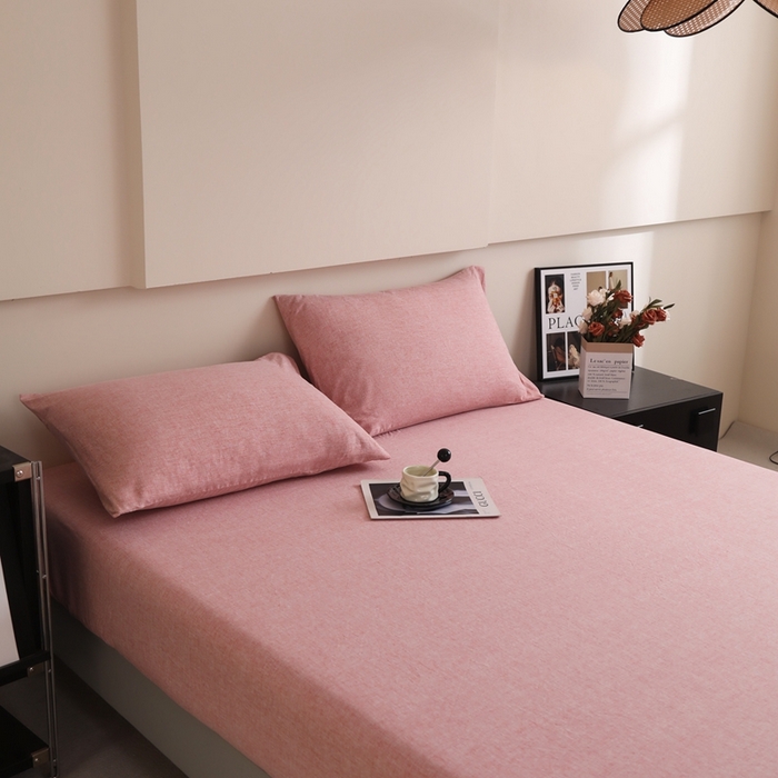 91家纺网 家纺一手货源 找家纺 宇淳国际 2026新款亲肤阳离子磨毛床单床笠系列 西瓜红