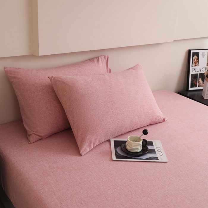 91家纺网 家纺一手货源 找家纺 宇淳国际 2026新款亲肤阳离子磨毛床单床笠系列 西瓜红