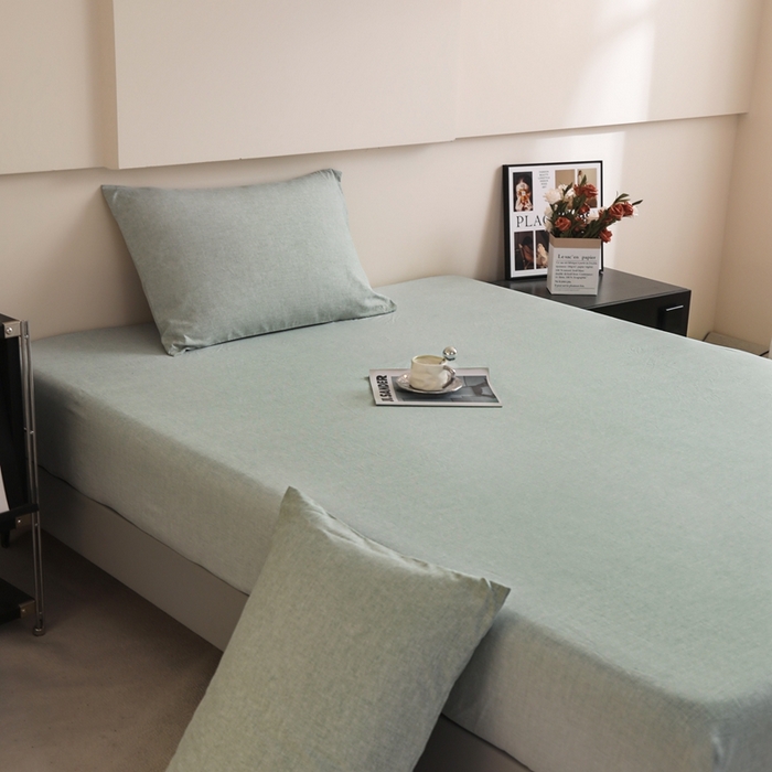 91家纺网 家纺一手货源 找家纺 宇淳国际 2026新款亲肤阳离子磨毛床单床笠系列 艾绿