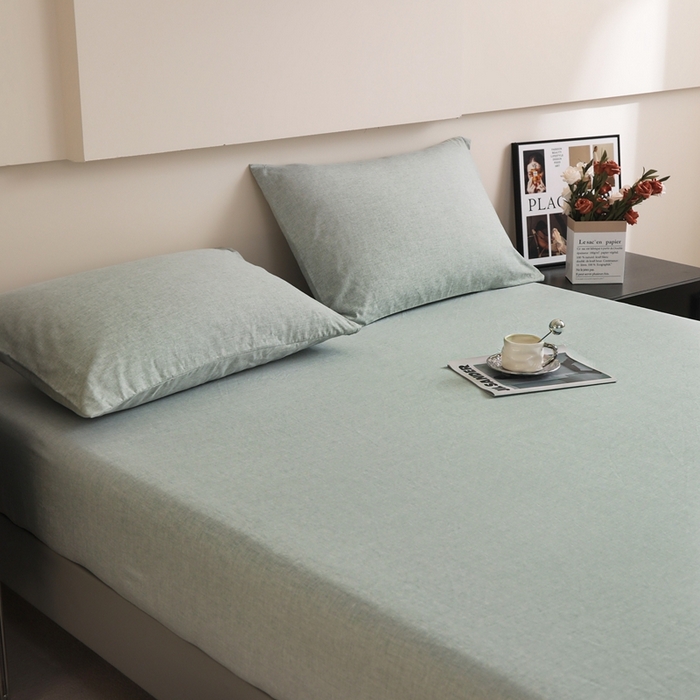 91家纺网 家纺一手货源 找家纺 宇淳国际 2026新款亲肤阳离子磨毛床单床笠系列 艾绿