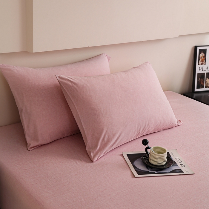 91家纺网 家纺一手货源 找家纺 宇淳国际 2026新款亲肤阳离子磨毛床单床笠系列 少女粉