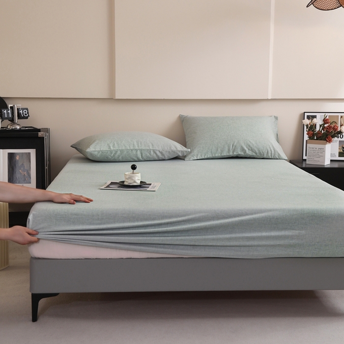 91家纺网 家纺一手货源 找家纺 宇淳国际 2026新款亲肤阳离子磨毛床单床笠系列 艾绿