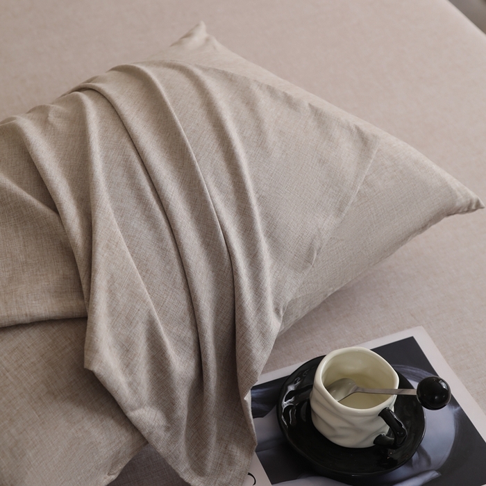 91家纺网 家纺一手货源 找家纺 宇淳国际 2026新款亲肤阳离子磨毛床单床笠系列 卡其