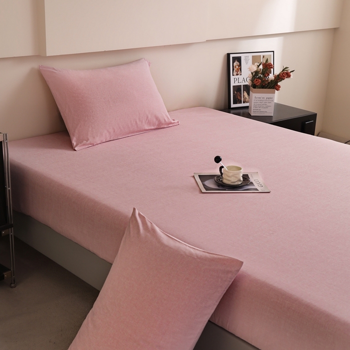 91家纺网 家纺一手货源 找家纺 宇淳国际 2026新款亲肤阳离子磨毛床单床笠系列 少女粉