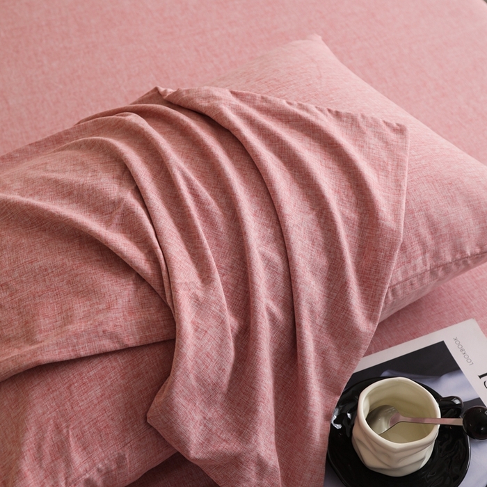 91家纺网 家纺一手货源 找家纺 宇淳国际 2026新款亲肤阳离子磨毛床单床笠系列 西瓜红