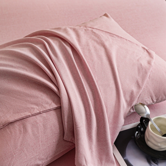 91家纺网 家纺一手货源 找家纺 宇淳国际 2026新款亲肤阳离子磨毛床单床笠系列 少女粉