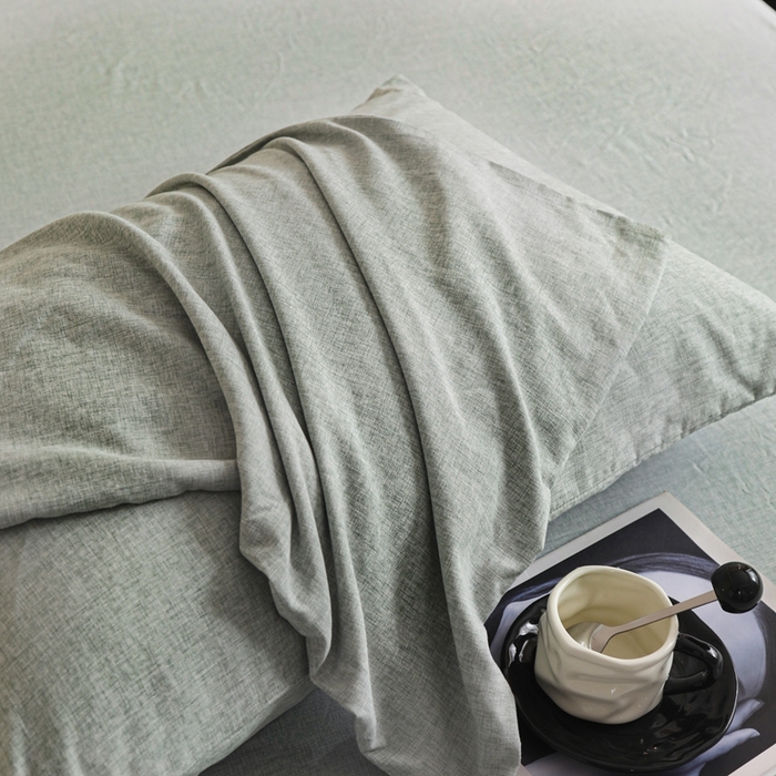 91家纺网 家纺一手货源 找家纺 宇淳国际 2026新款亲肤阳离子磨毛床单床笠系列 艾绿