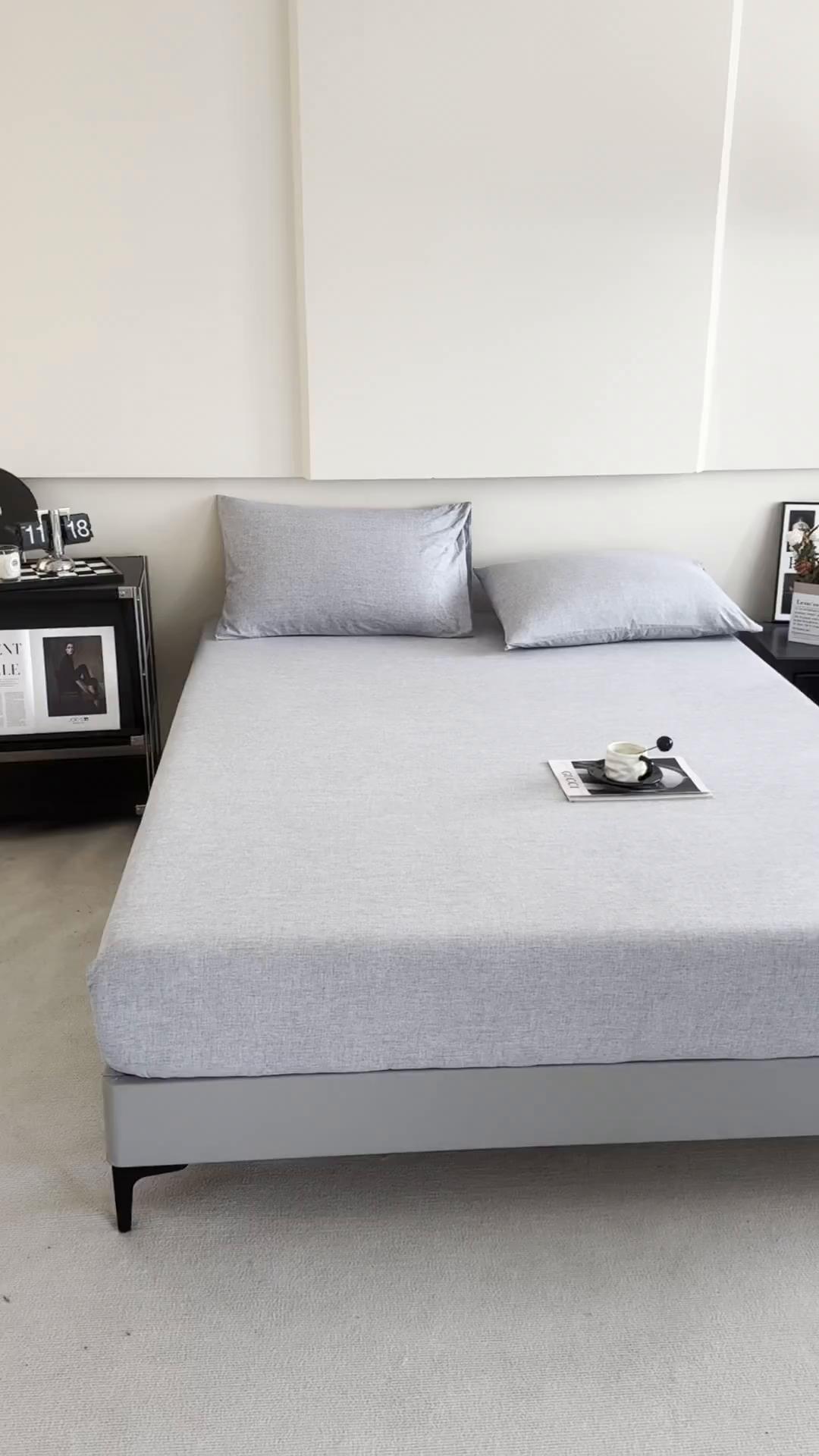 91家纺网 家纺一手货源 找家纺 宇淳国际 2026新款亲肤阳离子磨毛床单床笠系列 烟波蓝