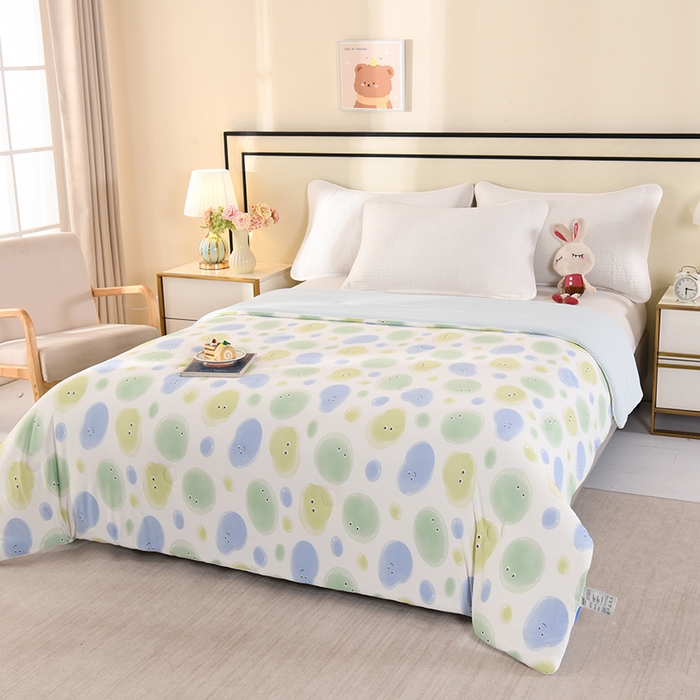 91家纺网 家纺一手货源 找家纺 诗雅纺织 2026新款仿锦氨针织凉感丝夏被 波点