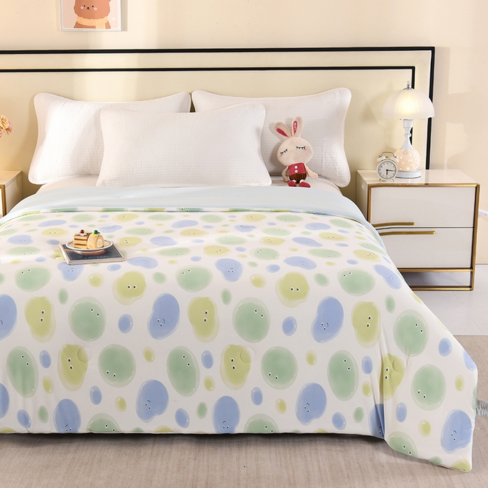 91家纺网 家纺一手货源 找家纺 诗雅纺织 2026新款仿锦氨针织凉感丝夏被 波点