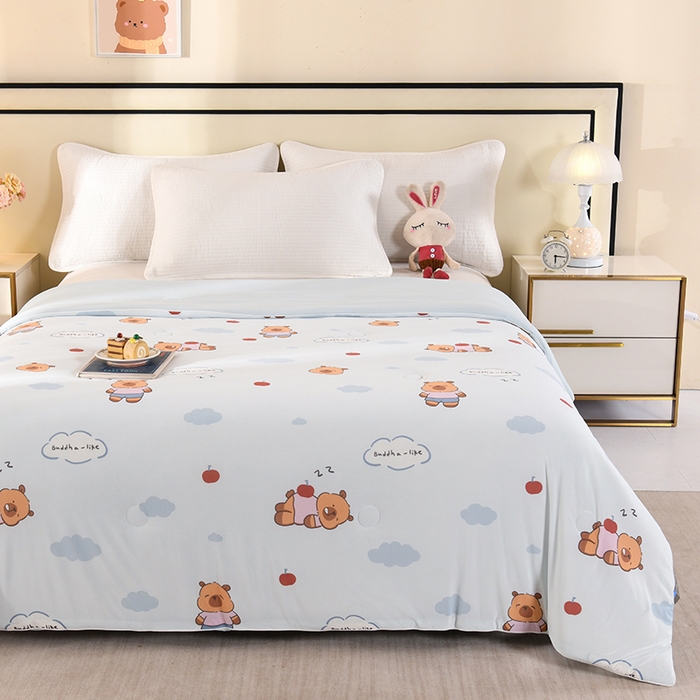 91家纺网 家纺一手货源 找家纺 诗雅纺织 2026新款仿锦氨针织凉感丝夏被 卡皮巴拉