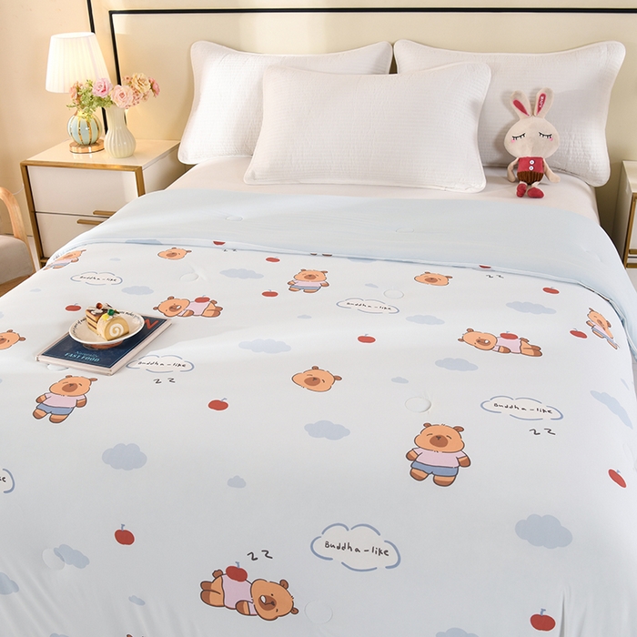 91家纺网 家纺一手货源 找家纺 诗雅纺织 2026新款仿锦氨针织凉感丝夏被 卡皮巴拉