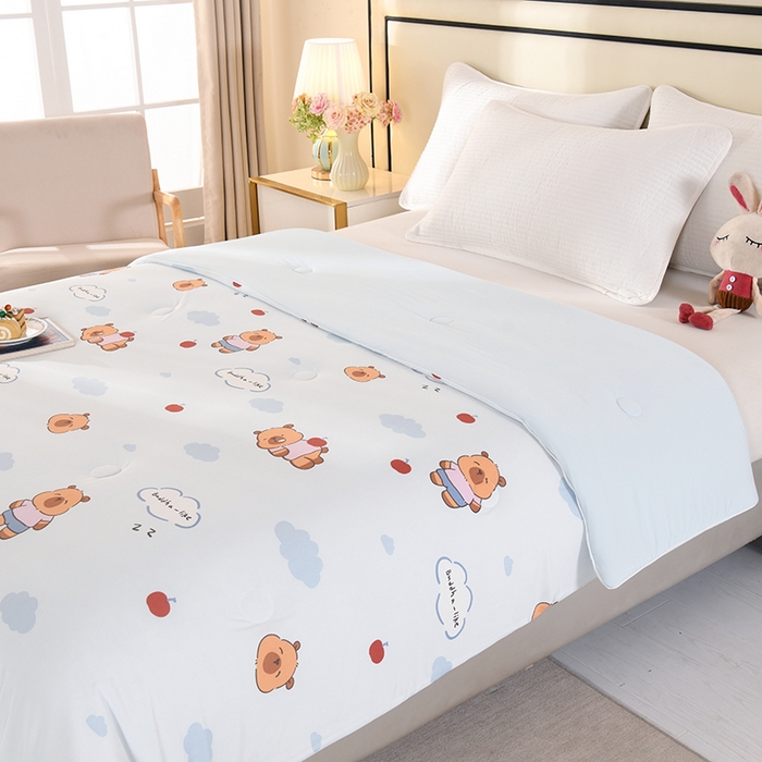 91家纺网 家纺一手货源 找家纺 诗雅纺织 2026新款仿锦氨针织凉感丝夏被 卡皮巴拉