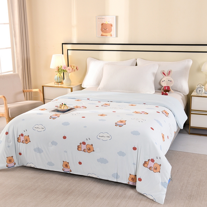 91家纺网 家纺一手货源 找家纺 诗雅纺织 2026新款仿锦氨针织凉感丝夏被 卡皮巴拉