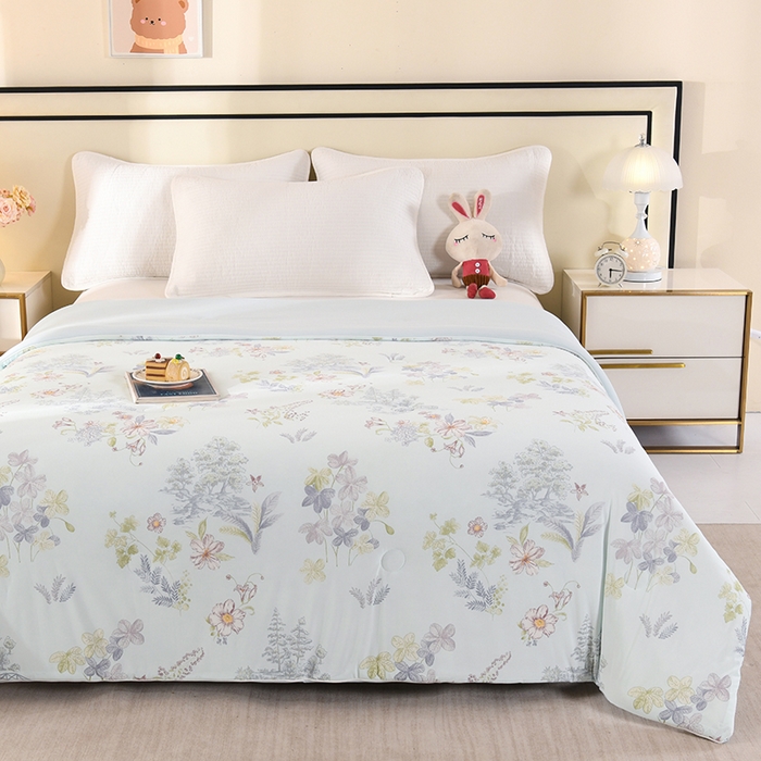 91家纺网 家纺一手货源 找家纺 诗雅纺织 2026新款仿锦氨针织凉感丝夏被 兰夕