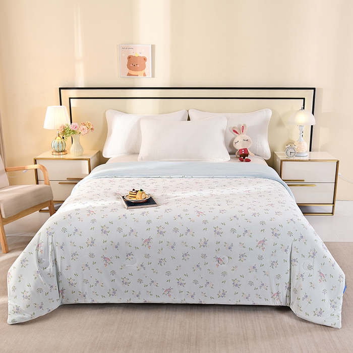 91家纺网 家纺一手货源 找家纺 诗雅纺织 2026新款仿锦氨针织凉感丝夏被 花夕