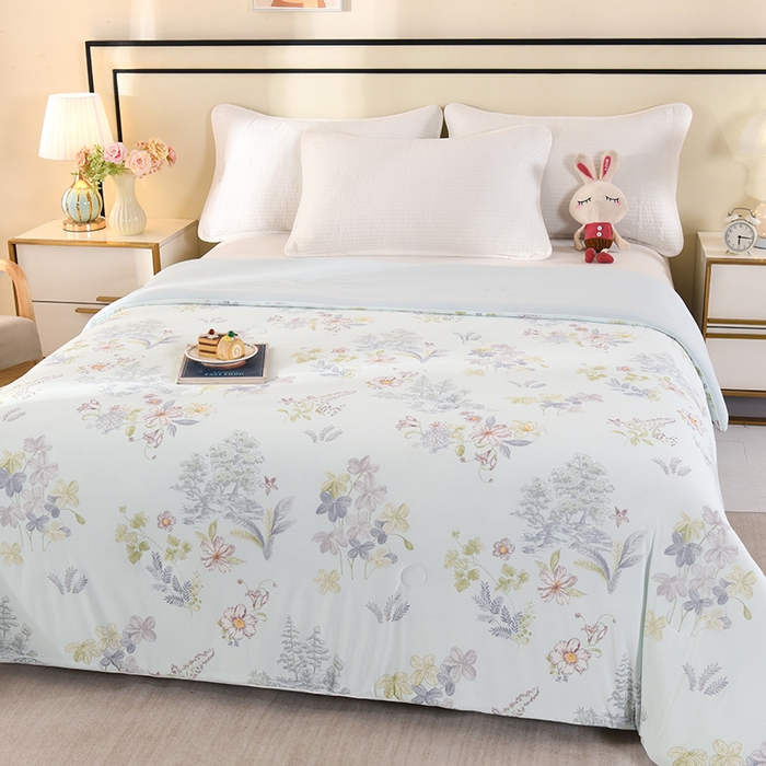 91家纺网 家纺一手货源 找家纺 诗雅纺织 2026新款仿锦氨针织凉感丝夏被 兰夕