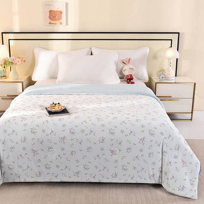 91家纺网 家纺一手货源 找家纺 诗雅纺织 2026新款仿锦氨针织凉感丝夏被 花夕