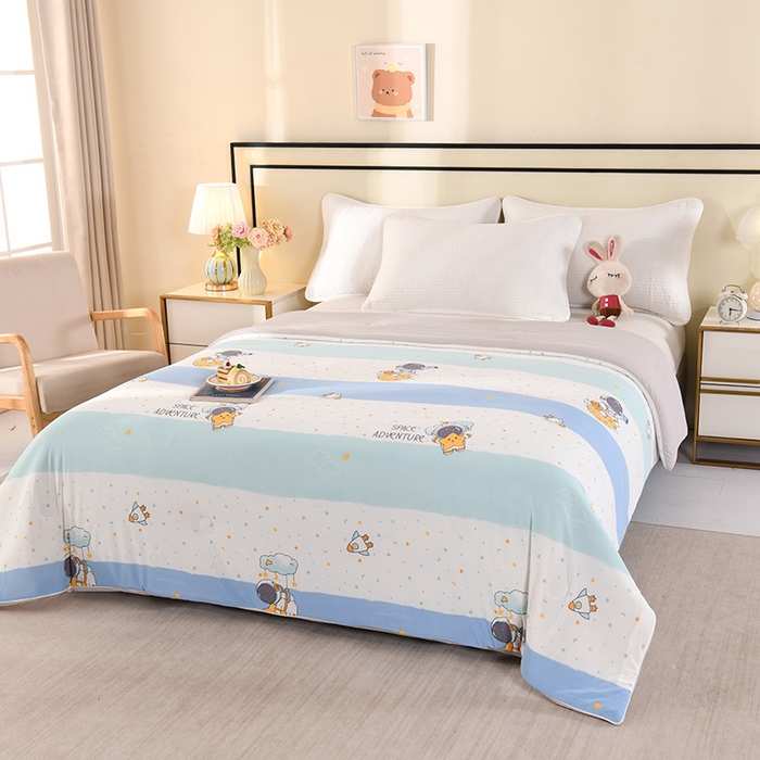 91家纺网 家纺一手货源 找家纺 诗雅纺织 2026新款仿锦氨针织凉感丝夏被 宇航员