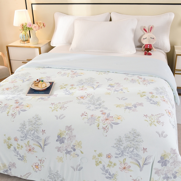 91家纺网 家纺一手货源 找家纺 诗雅纺织 2026新款仿锦氨针织凉感丝夏被 兰夕