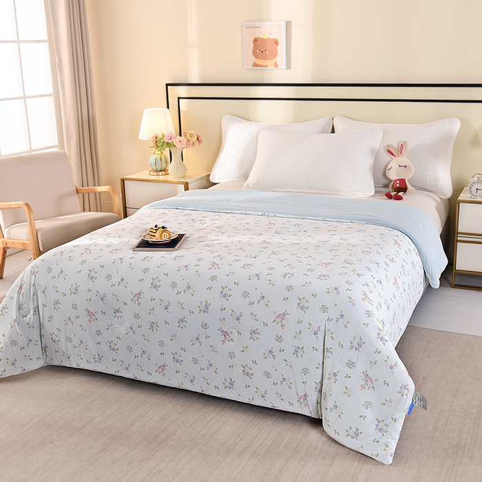 91家纺网 家纺一手货源 找家纺 诗雅纺织 2026新款仿锦氨针织凉感丝夏被 花夕