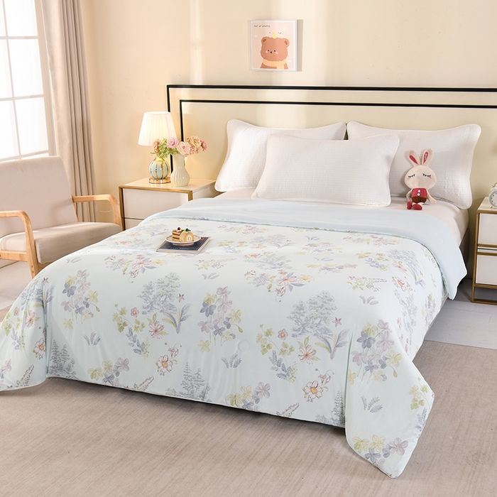 91家纺网 家纺一手货源 找家纺 诗雅纺织 2026新款仿锦氨针织凉感丝夏被 兰夕