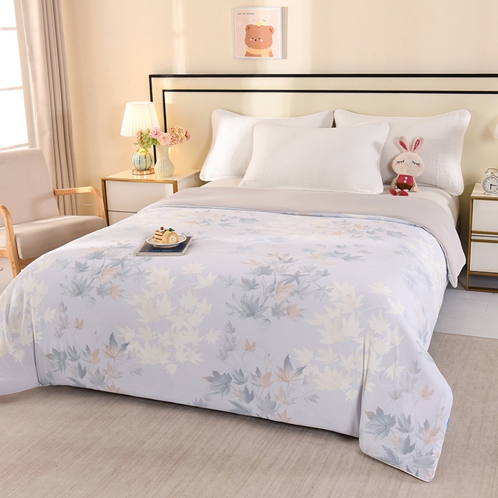 91家纺网 家纺一手货源 找家纺 诗雅纺织 2026新款仿锦氨针织凉感丝夏被 流金岁月